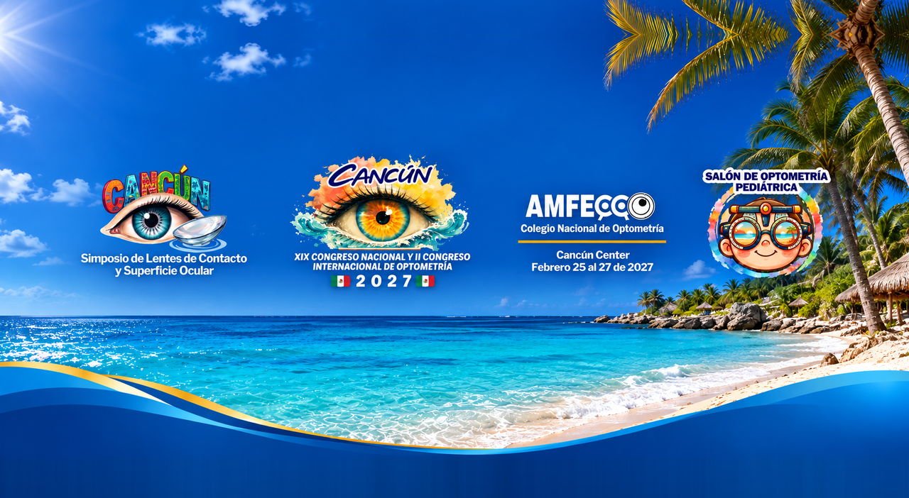 Banner del XIX Congreso Nacional y II Congreso Internacional de Optometría 2027 en Cancún